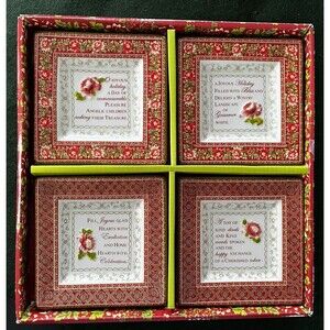 MWW Market Holiday 4.5" Mini Plate Set 4Pc April Cornell Hang or Use Noel Unused